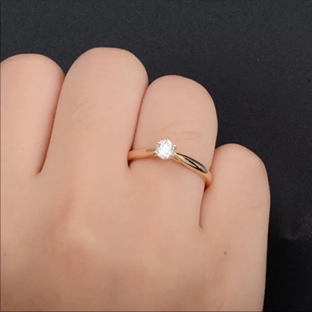 New Gold 1 Carat Classic Six Claw Engagement Ring - Picture 2 of 5